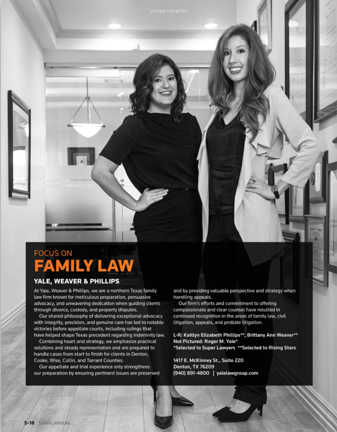 Yale, Weaver & Phillips Featured In Super Lawyers – Focus On Family Law